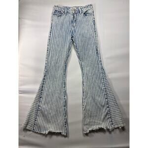 Kancan Signature Women's Ultra High Rise Super Flare Striped Denim Jeans - 27x31